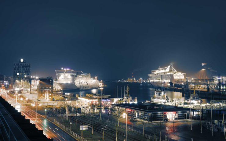 PORT OF KIEL at night